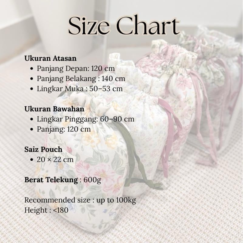 BUNGAA Telekung Travel Prayer Set Cotton Rayon Flower Pattern 600g