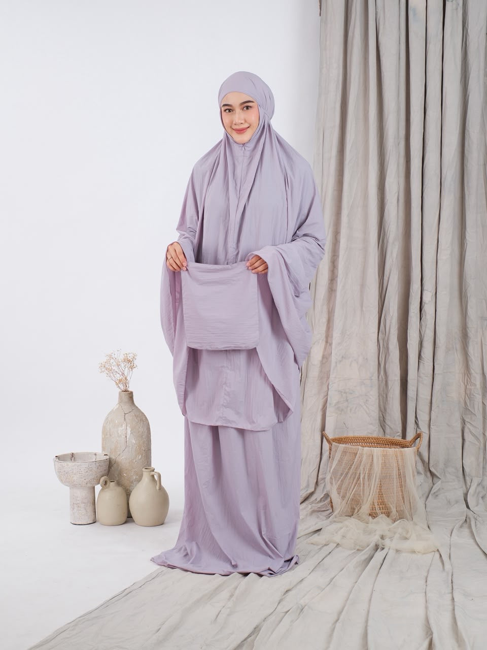 MELUR PLAIN Telekung Travel Mini Pouch 2in1 Prayer Set Mini 200g