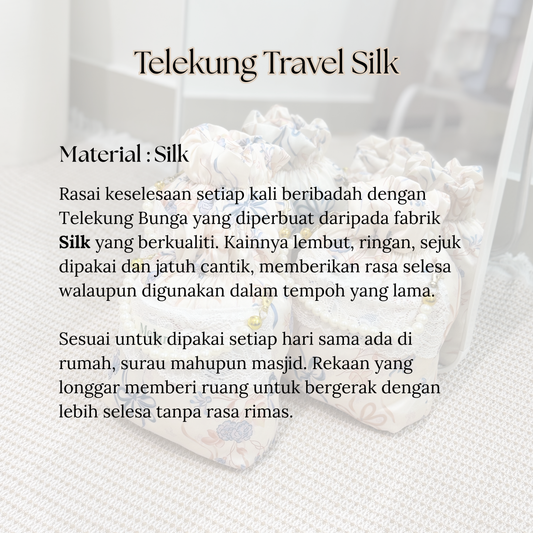 COQUETTE Telekung Travel Silk Lace with Pouch 2in1 Prayer Set Ribbon Pearl Collection 600g