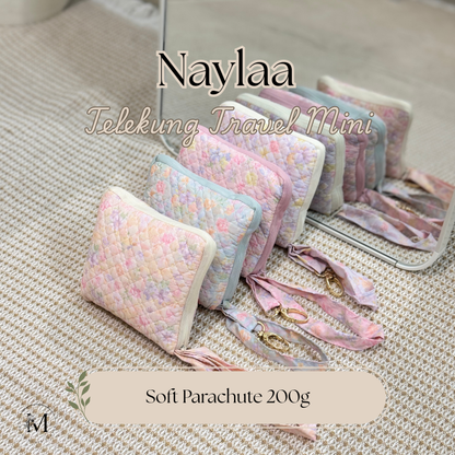 NAYLAA Telekung Travel Mini Pouch Square 2in1 Pastel Floral Pattern Prayer Set 200g