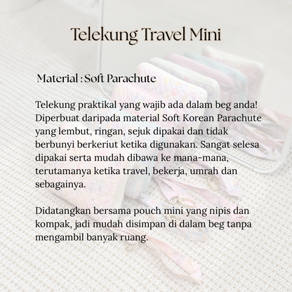 NAYLAA Telekung Travel Mini Pouch Square 2in1 Pastel Floral Pattern Prayer Set 200g