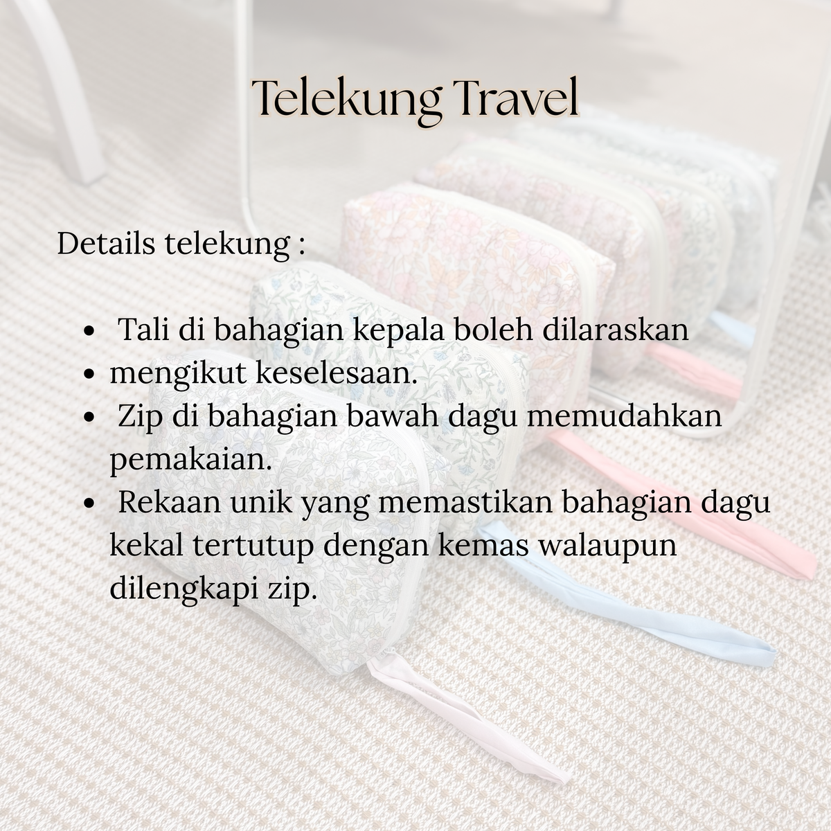 MELUR Telekung Travel Mini 2in1 with Pouch Prayer Set 300g