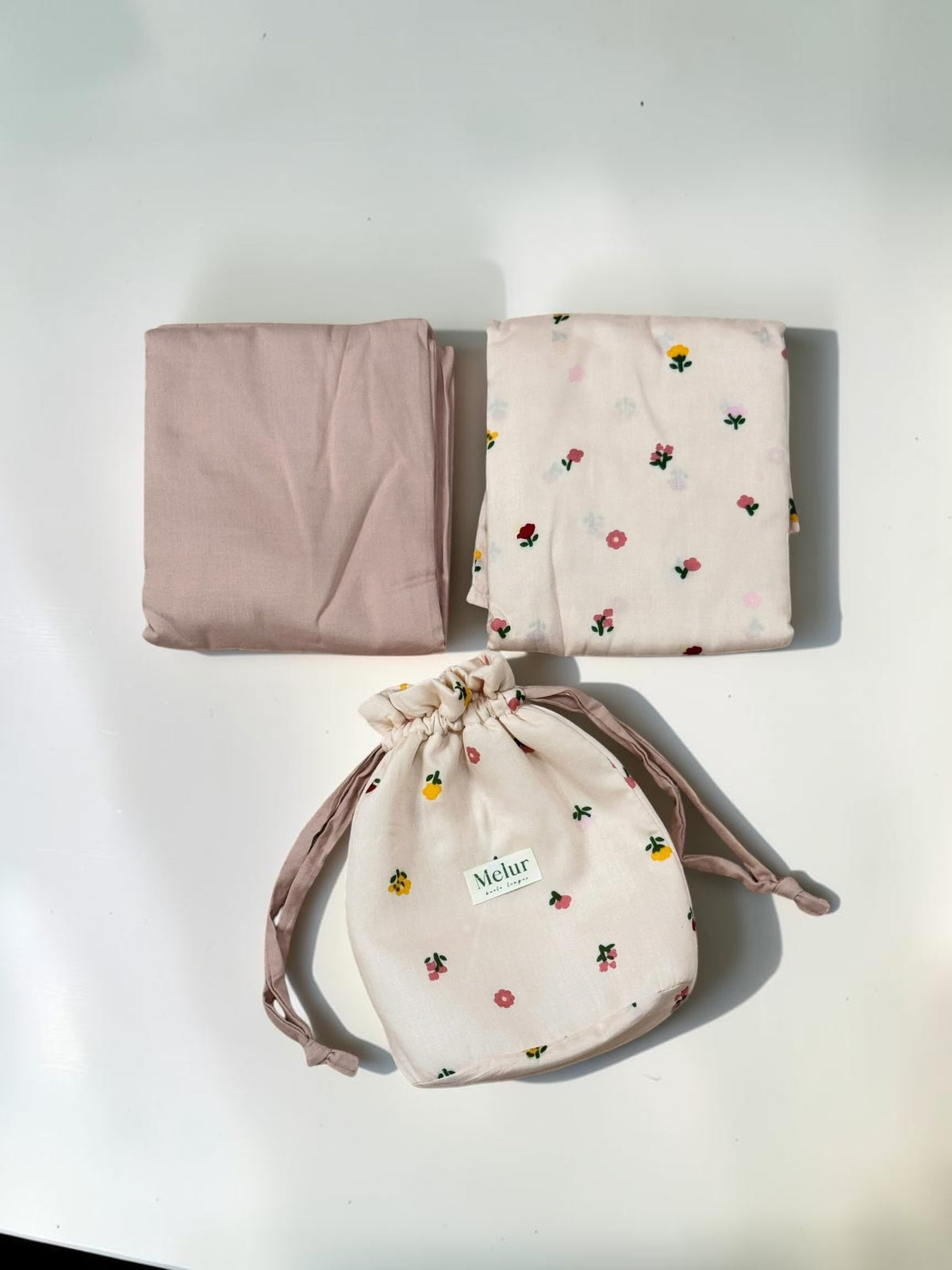 BUNGAA Telekung Travel Prayer Set Cotton Rayon Flower Pattern 600g