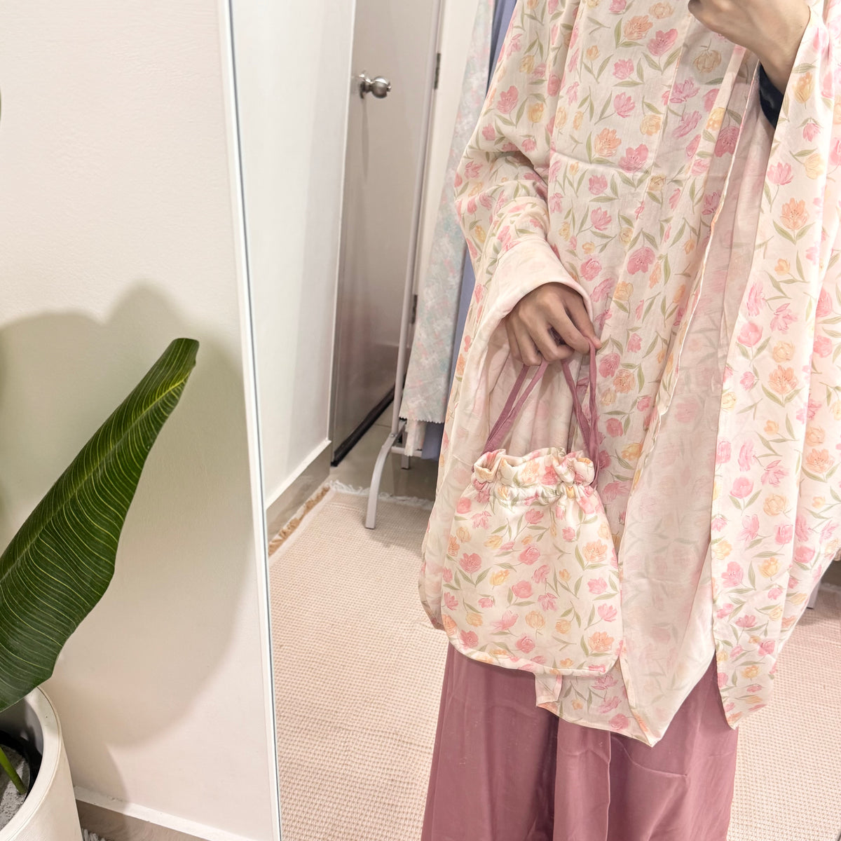 BUNGAA Telekung Travel Prayer Set Cotton Rayon Flower Pattern 600g