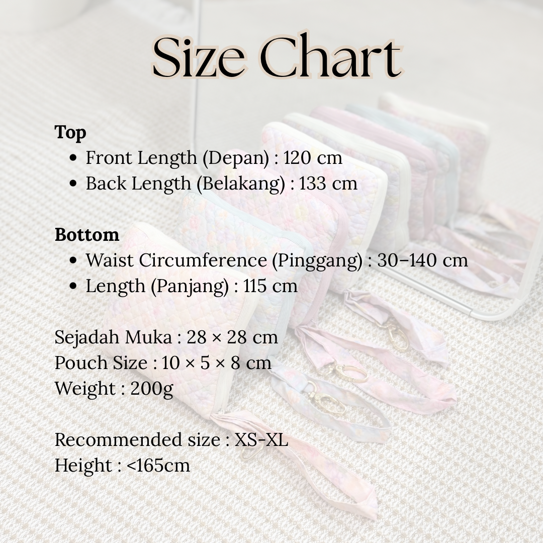NAYLAA Telekung Travel Mini Pouch Square 2in1 Pastel Floral Pattern Prayer Set 200g