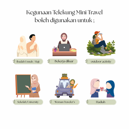 AAFIYA Telekung Travel Mini Prayer Set 2in1 with Pouch Mini Handbag Style 200g