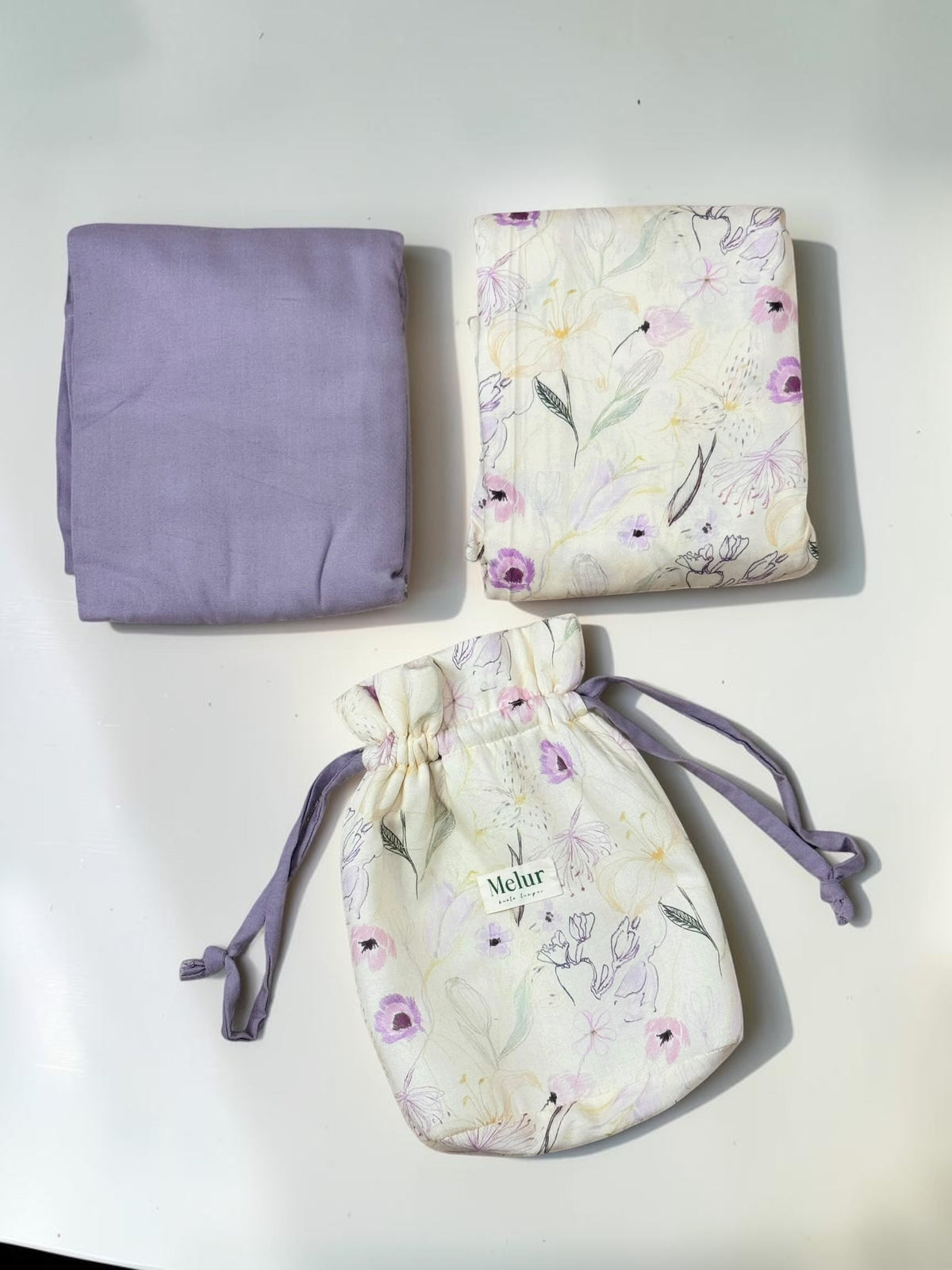 BUNGAA Telekung Travel Prayer Set Cotton Rayon Flower Pattern 600g