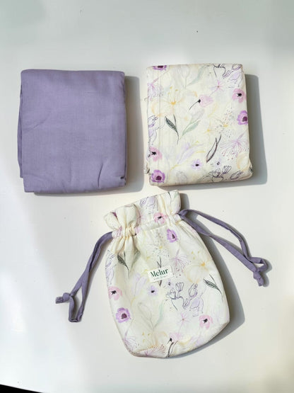 BUNGAA Telekung Travel Prayer Set Cotton Rayon Flower Pattern 600g