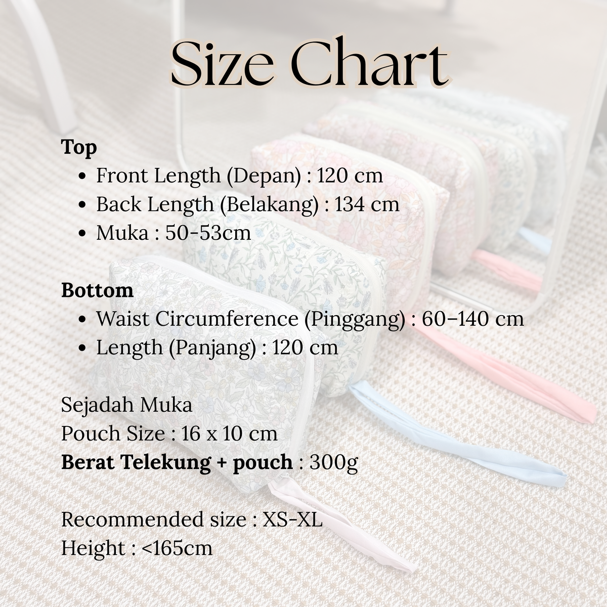 MELUR Telekung Travel Mini 2in1 with Pouch Prayer Set 300g