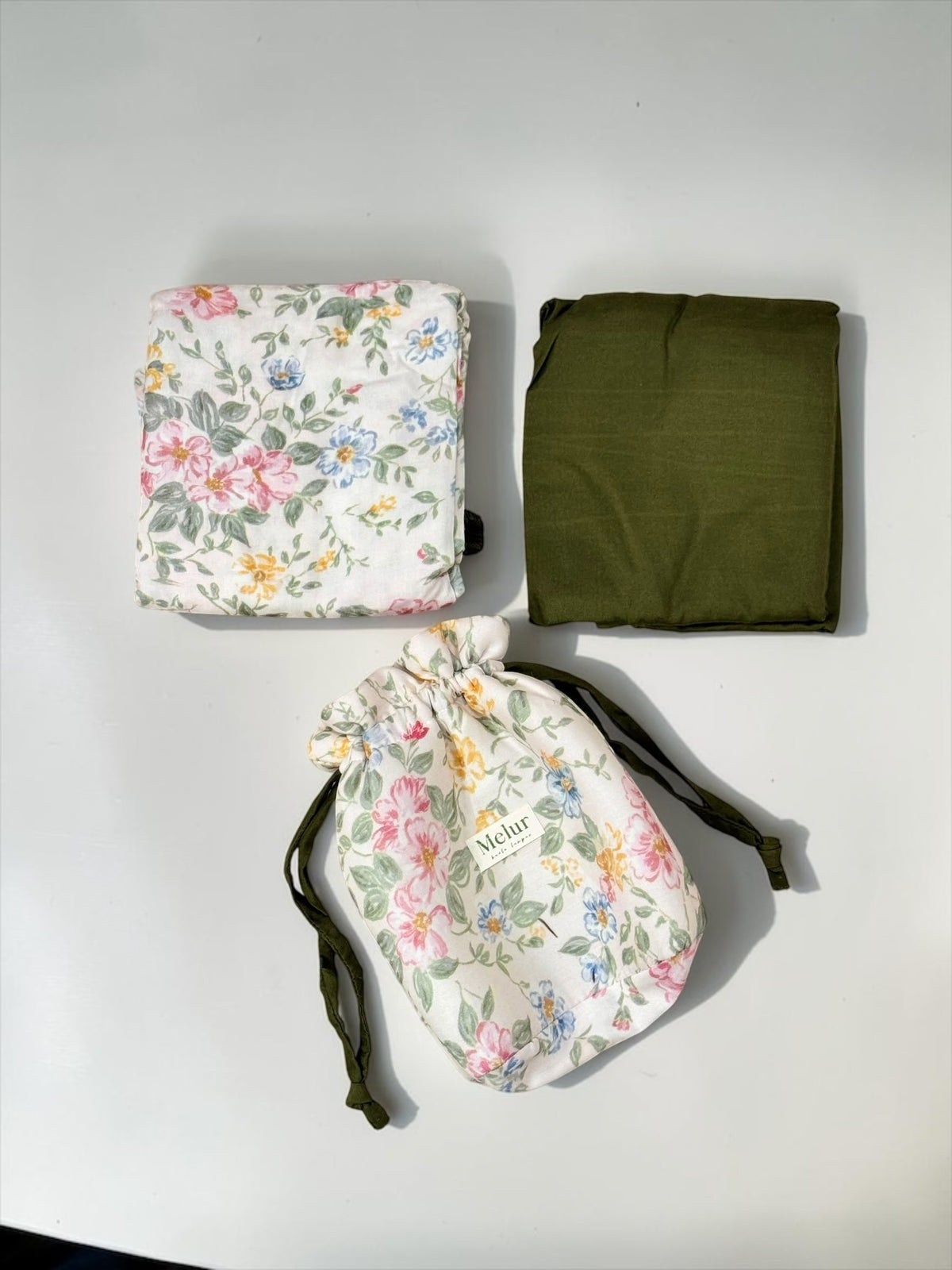 BUNGAA Telekung Travel Prayer Set Cotton Rayon Flower Pattern 600g