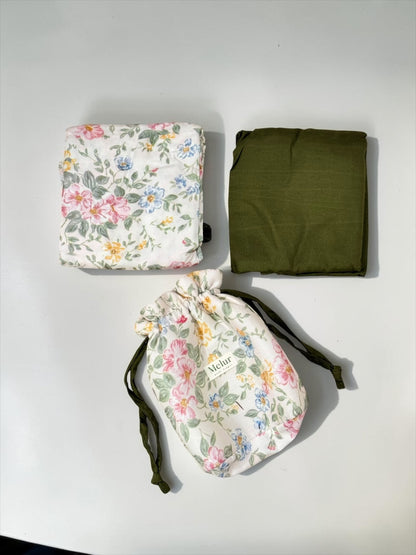 BUNGAA Telekung Travel Prayer Set Cotton Rayon Flower Pattern 600g