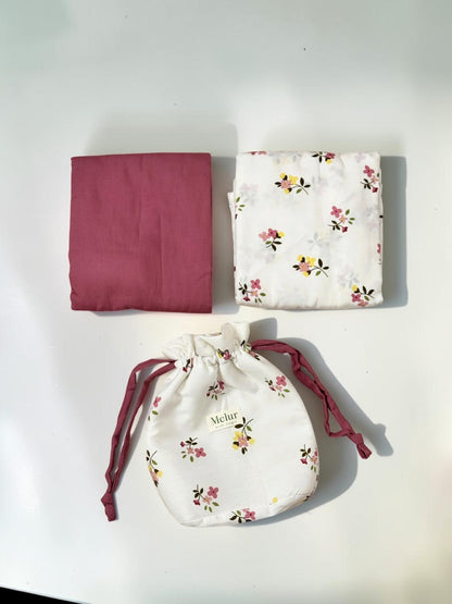 BUNGAA Telekung Travel Prayer Set Cotton Rayon Flower Pattern 600g