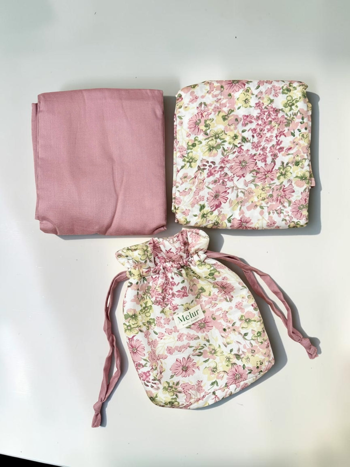 BUNGAA Telekung Travel Prayer Set Cotton Rayon Flower Pattern 600g