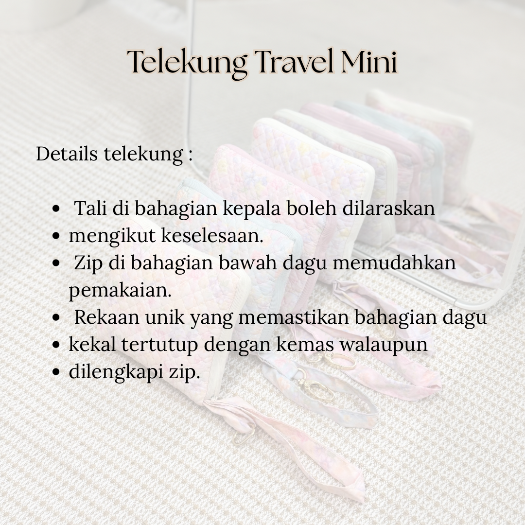 NAYLAA Telekung Travel Mini Pouch Square 2in1 Pastel Floral Pattern Prayer Set 200g